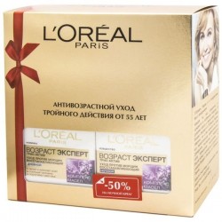 Набор L'Oreal Возраст эксперт 55+ крем день + крем ночь 50 мл + 50мл