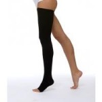 Чулок компрессионный кругловязаный, р. 6 ЧККВ ЦК до бедра 1 класс компрессии с открытым мыском черный