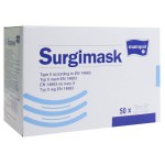 Маска медицинская одноразовая , 50 шт Суржимаск хирургическая нестерильная 3-х слойная на резинках голубая 2400003675805