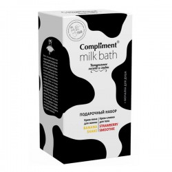 Набор подарочный Compliment Милк бат №1052 крем-пена для ванны Банана Снэйк + крем-сливки для тела Страберри Смузи 320 мл + 200 мл