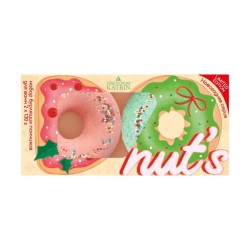 Набор шипучей соли для ванн Laboratory Katrin Донатс 2 бурлящих пончика по 130 г красного и зеленого цвета с кондитерской посыпкой