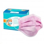 Маска медицинская одноразовая, 100 шт нетканая нестерильная 3-х слойная на резинках розовая 2400003675805