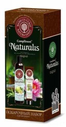 Набор подарочный Compliment Натуралис Питание и витамины №704 крем для рук и ногтей питательный + гель для душа витаминный + мочалка 125 мл + 335 мл