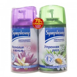 Набор Symphony освежители воздуха сменные баллоны - утренняя роса + магнолия и ваниль 250 мл + 250 мл спайка