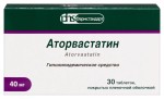 Аторвастатин, таблетки покрытые пленочной оболочкой 40 мг 30 шт