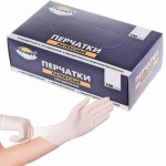 Перчатки латексные, Aviora (Авиора) р. M 50 шт опудренные пара белые картон. коробка
