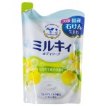 Мыло жидкое для тела, Cow Brand (Ков бренд) 400 мл Милки пенное с керамидами и молочными протеинами цитрусовый аромат запапной блок