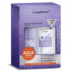 Набор подарочный Compliment Фиолетовый №1210 мицеллярная вода с экстрактом василька + аква-спрей увлажняющий + маска омолаживающе-распаривающая 200 мл +200 мл +7 мл