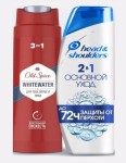 Набор, 200 мл + 250 мл Хэд энд шолдерс шампунь и бальзам-ополаскиватель против перхоти 2в1 основной уход + гель для душа Уайтвотер